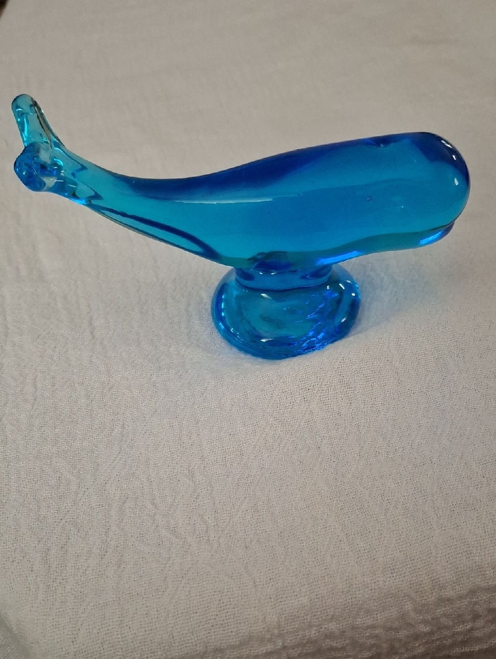 Blue Handblown Art Glass Mighty Whale Figurine By W. Ward, 1993, Signed